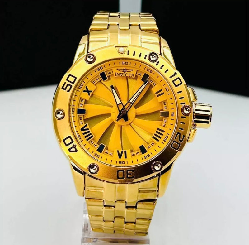 1ª Linha - Roleta SS - dourado e amarelo- Pulseira de aço - À PROVA D'ÁGUA - cod80