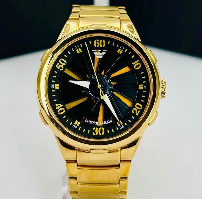 1ª Linha - Roleta Speedway - dourado, preto e amarelo - Pulseira de aço - À PROVA D'ÁGUA - cod90