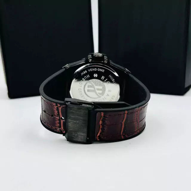 Primeira linha Geneve - preto, marrom e prata - Pulseira de couro - À PROVA D'ÁGUA - cod50