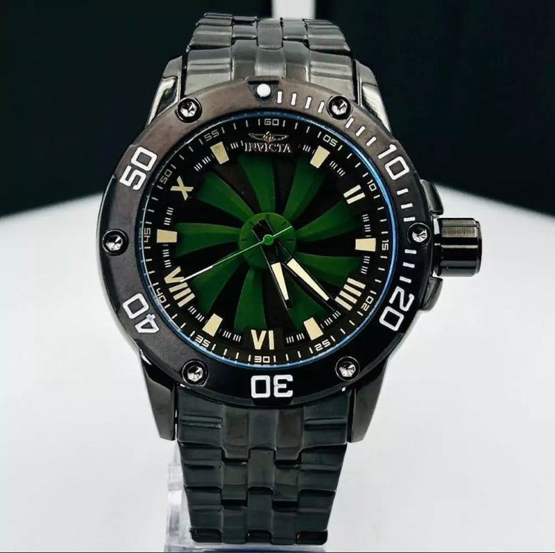 1ª Linha - Roleta SS - preto e verde - Pulseira de aço - À PROVA D'ÁGUA - cod80