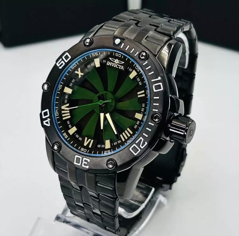 1ª Linha - Roleta SS - preto e verde - Pulseira de aço - À PROVA D'ÁGUA - cod80