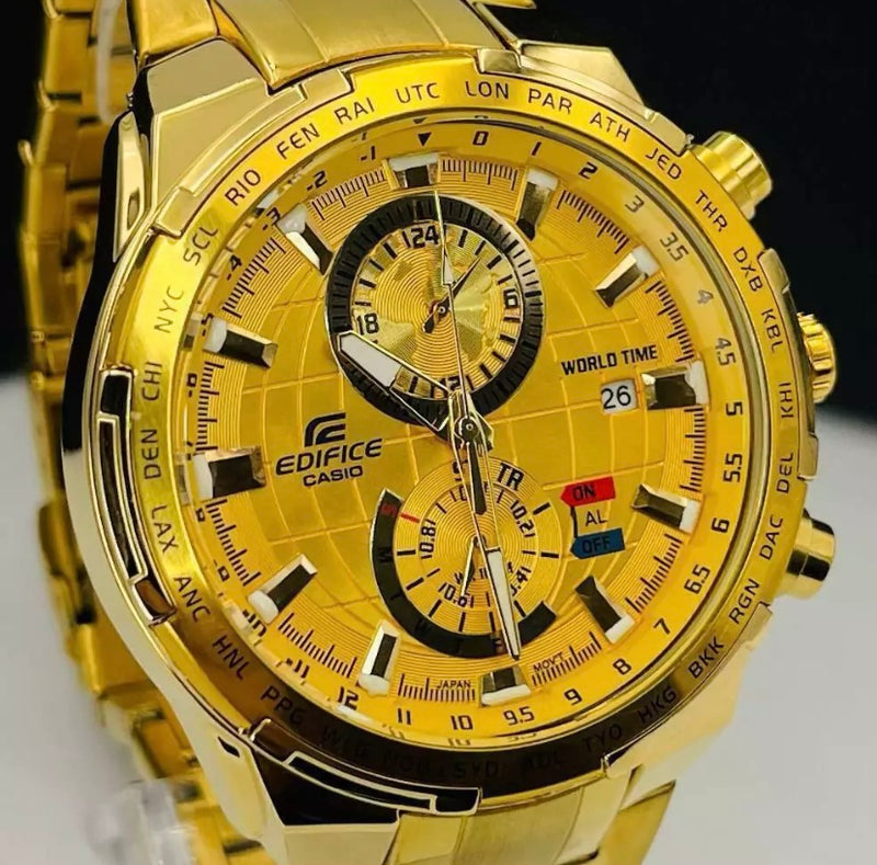 Linha Diamante Edifice Global - dourado - Pulseira de aço - À PROVA D'ÁGUA - cod100