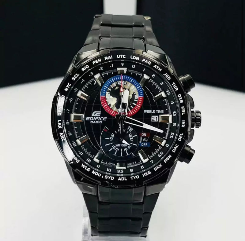 Linha Diamante Edifice Global - preto - Pulseira de aço - À PROVA D' ÁGUA - cod100