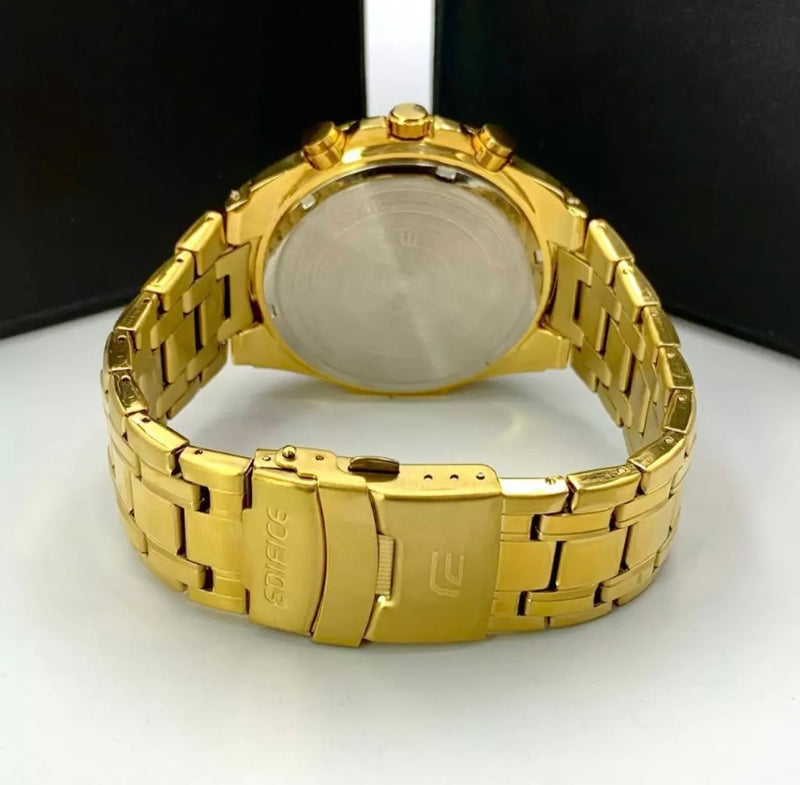 Linha Diamante Edifice Funcional - dourado - Pulseira de aço - À PROVA D'ÁGUA - cod100