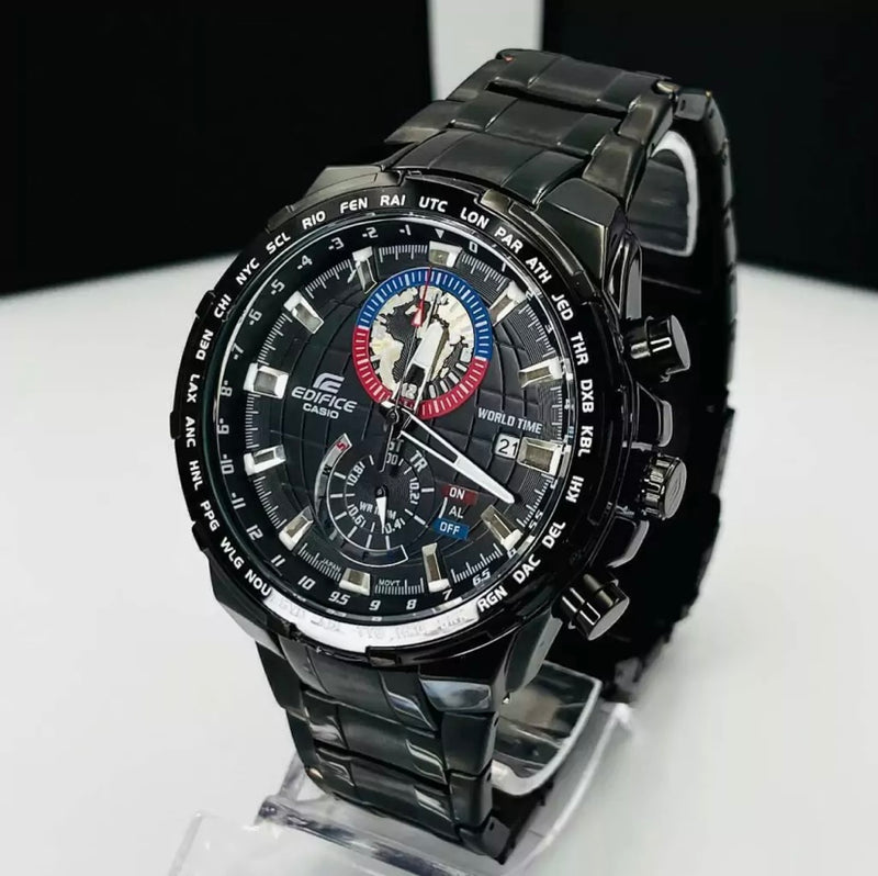 Linha Diamante Edifice Global - preto - Pulseira de aço - À PROVA D' ÁGUA - cod100