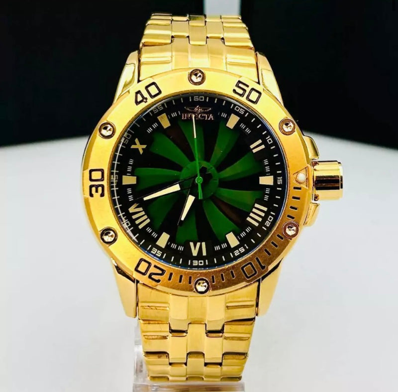 1ª Linha - Roleta SS - dourado, verde e preto - Pulseira de aço - À PROVA D'ÁGUA - cod80