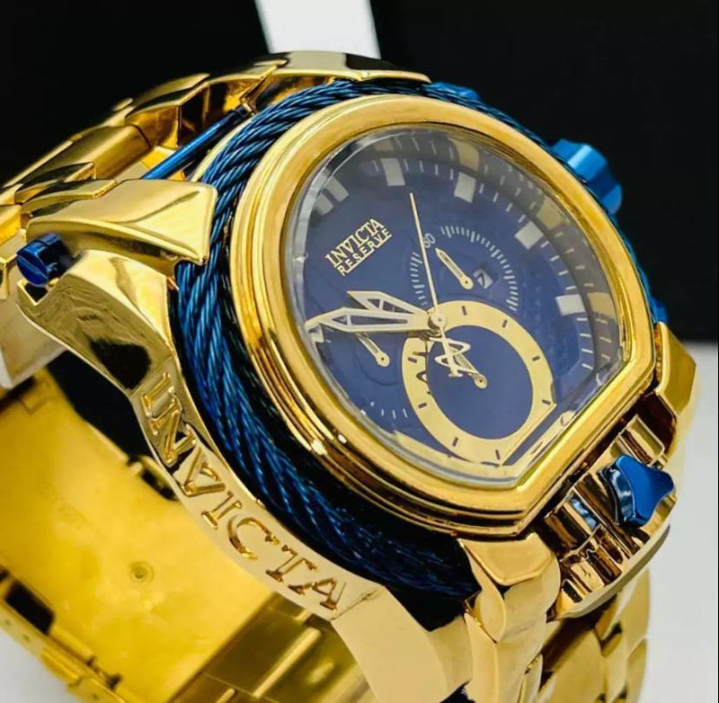 1ª Linha Magnum Cordão - dourado e azul - Pulseira de aço - RESISTENTE À ÁGUA - cod120