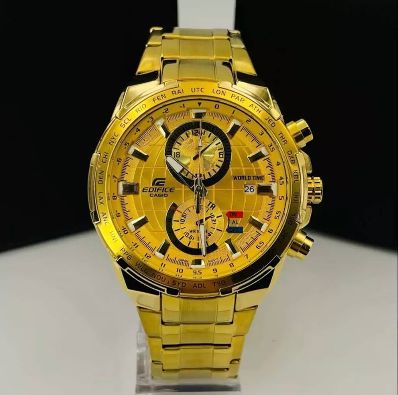 Linha Diamante Edifice Global - dourado - Pulseira de aço - À PROVA D'ÁGUA - cod100