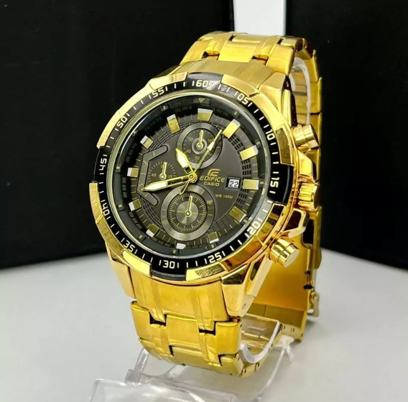 1ª Linha Edifice - dourado e preto - Pulseira de aço - À PROVA D' ÁGUA - cod60