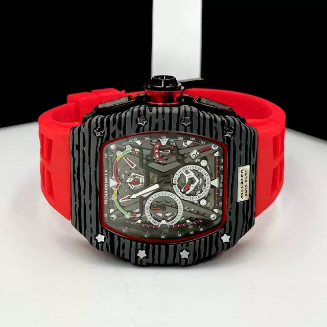 Linha Diamante RM - cinza, vermelho e preto - Pulseira de borracha - Resistente a água - cod90