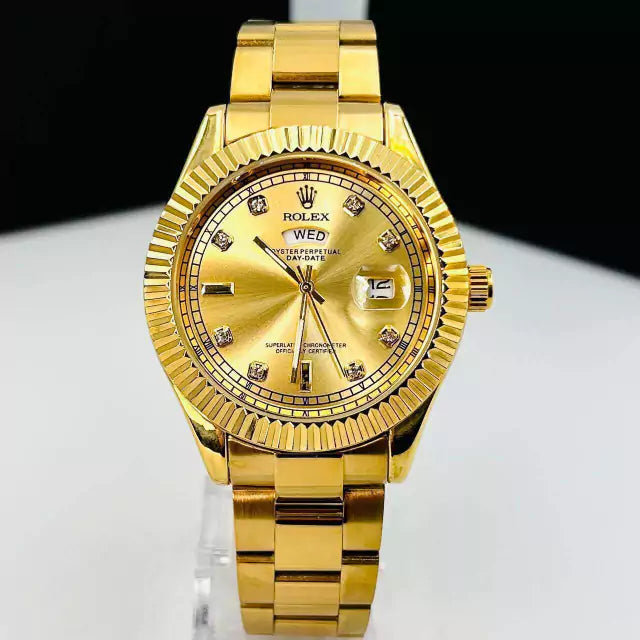 Linha Diamante Day Date - dourado - Pulseira de aço - À PROVA D'ÁGUA - cod55