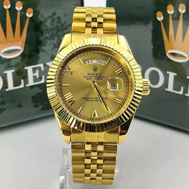 1ª Linha Datejust Nº Romanos - dourado - À PROVA D'ÁGUA - cod90