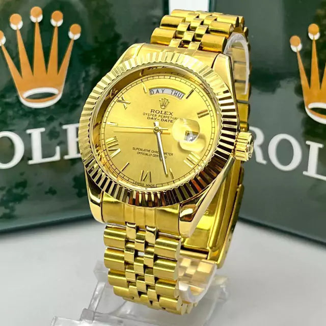 1ª Linha Datejust Nº Romanos - dourado - À PROVA D'ÁGUA - cod90