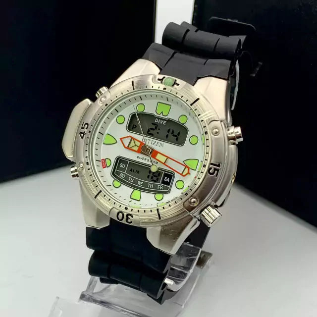 Linha Diamante Aqualand Funcional - prata, branco, verde e preto - Pulseira de borracha - À PROVA D' ÁGUA - cod60