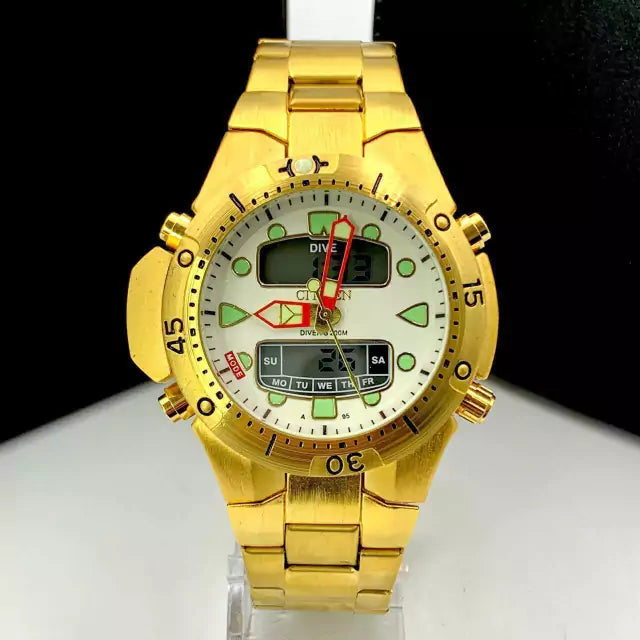 Linha Diamante Aqualand - dourado, branco e verde - Pulseira de aço - À PROVA D’ÁGUA - cod70