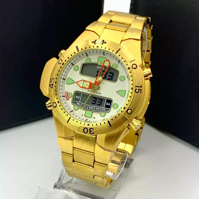 Linha Diamante Aqualand - dourado, branco e verde - Pulseira de aço - À PROVA D’ÁGUA - cod70