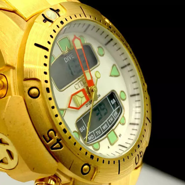 Linha Diamante Aqualand - dourado, branco e verde - Pulseira de aço - À PROVA D’ÁGUA - cod70