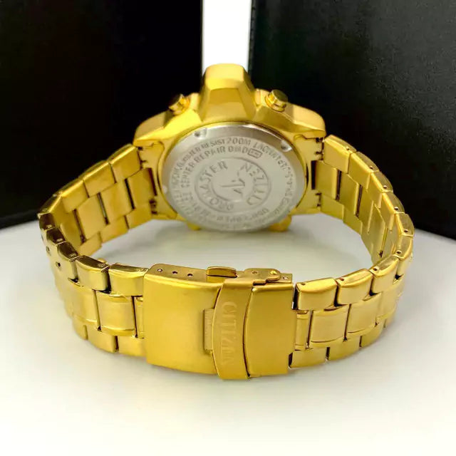 Linha Diamante Aqualand Full Metal - dourado, amarelo e verde - Pulseira de aço - À PROVA D'ÁGUA - cod65