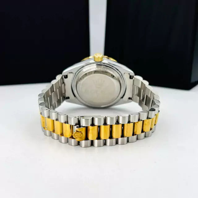 Primeira Linha Date Just Números Romanos - misto prata e dourado e preto - Pulseira de aço - À PROVA D'ÁGUA - cod65