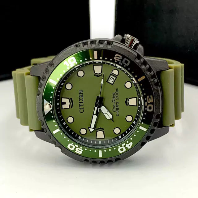 Linha Diamante Eco-Drive - cinza fosco, verde militar e branco - Pulseira de borracha - À PROVA D'ÁGUA - cod100