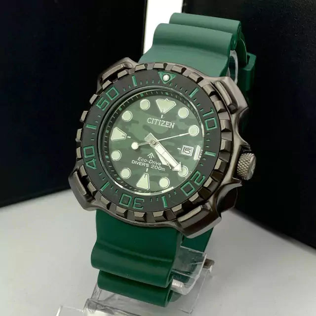 Linha Diamante Eco-Drive - verde e preto - Pulseira de borracha - À PROVA D'ÁGUA - cod110