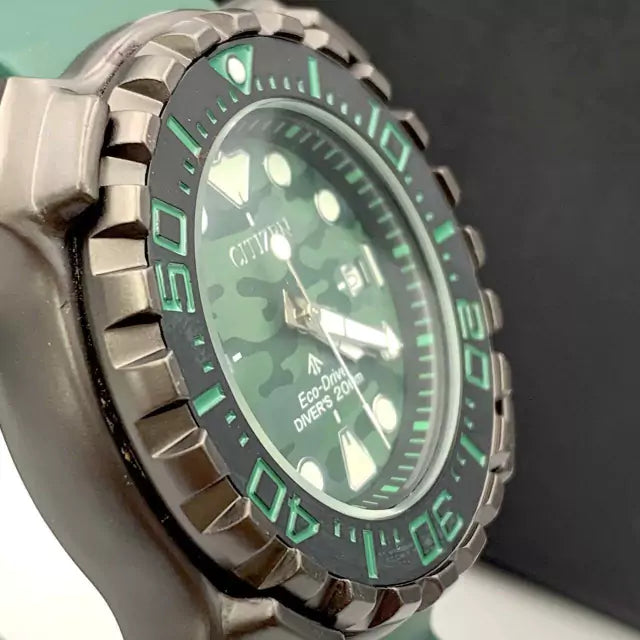 Linha Diamante Eco-Drive - verde e preto - Pulseira de borracha - À PROVA D'ÁGUA - cod110