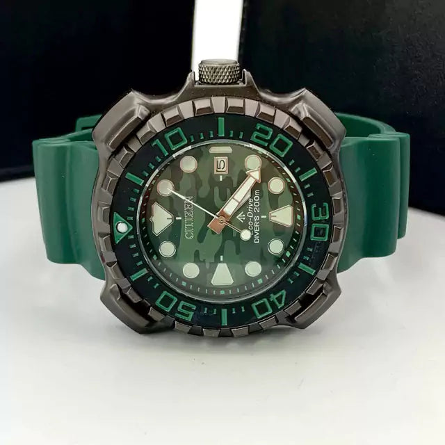 Linha Diamante Eco-Drive - verde e preto - Pulseira de borracha - À PROVA D'ÁGUA - cod110