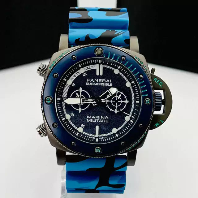 1ª Linha Marina Militare - grafite, azul camuflado, azul marinho e branco - Pulseira de borracha - À PROVA D'ÁGUA - cod70