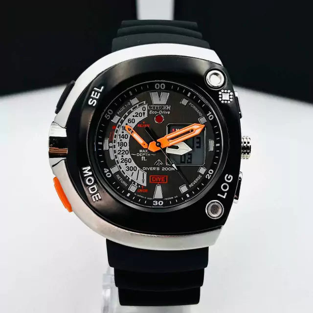 Primeira Linha Eco-Drive - preto, prata, chumbo, laranja e branco- Pulseira de borracha - À PROVA D'ÁGUA - cod120