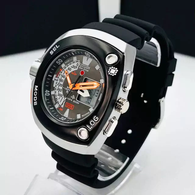 Primeira Linha Eco-Drive - preto, prata, chumbo, laranja e branco- Pulseira de borracha - À PROVA D'ÁGUA - cod120