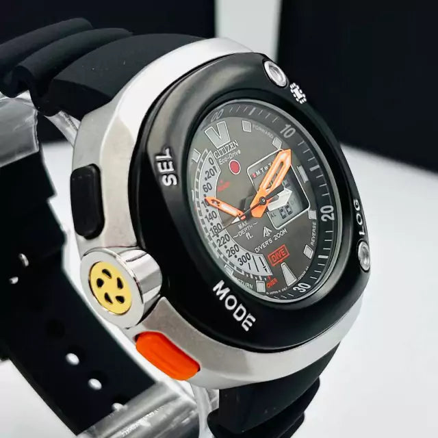 Primeira Linha Eco-Drive - preto, prata, chumbo, laranja e branco- Pulseira de borracha - À PROVA D'ÁGUA - cod120