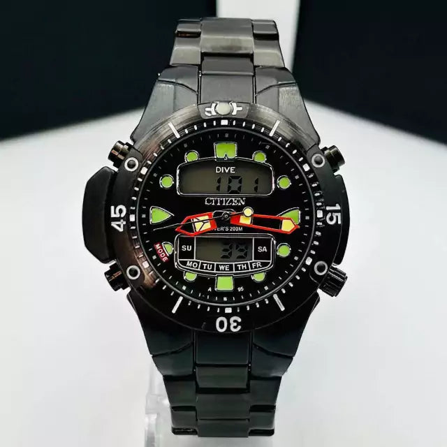 Linha Diamante Aqualand Promaster - preto e verde - Pulseira de aço - À PROVA D'ÁGUA - cod70