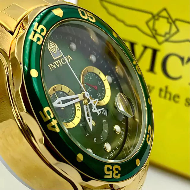 1ª Linha Pro Drive - dourado e verde - Pulseira de aço - À PROVA D'ÁGUA- cod85