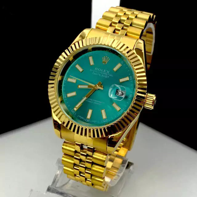 1ª Linha Datejust - dourado e azul tiffany - Pulseira de aço - À PROVA D'ÁGUA - cod60