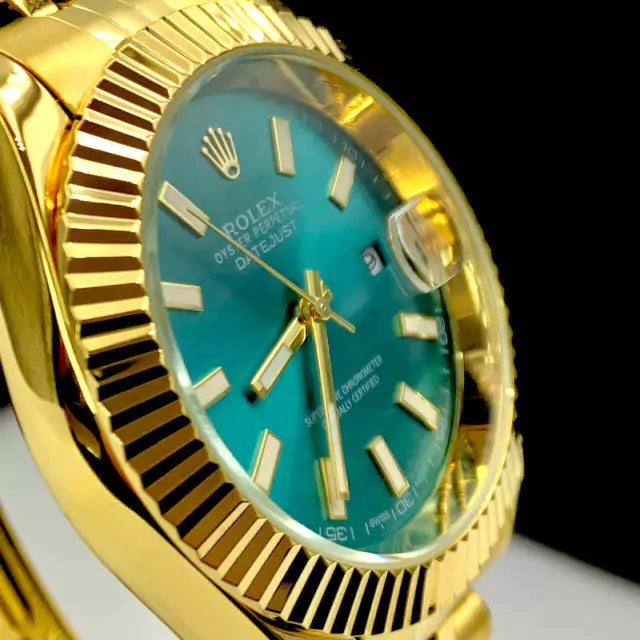 1ª Linha Datejust - dourado e azul tiffany - Pulseira de aço - À PROVA D'ÁGUA - cod60