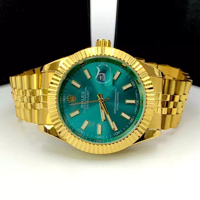 1ª Linha Datejust - dourado e azul tiffany - Pulseira de aço - À PROVA D'ÁGUA - cod60