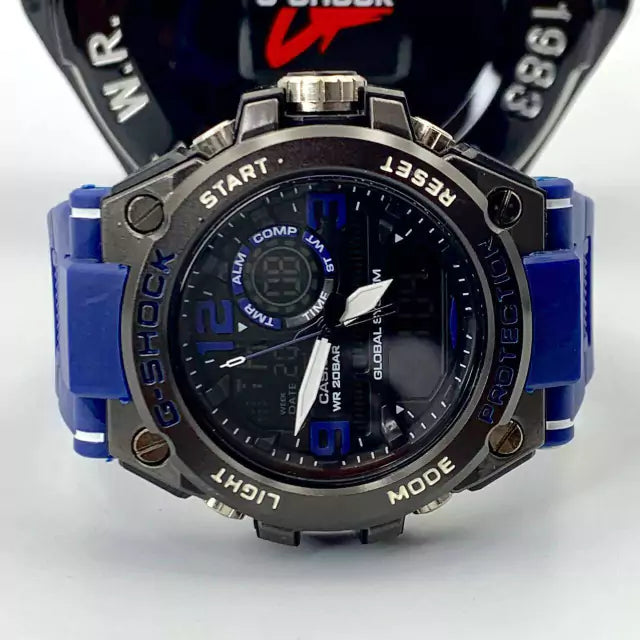 Linha Diamante Steel - grafite e azul - Pulseira de borracha - À PROVA D'ÁGUA - cod35